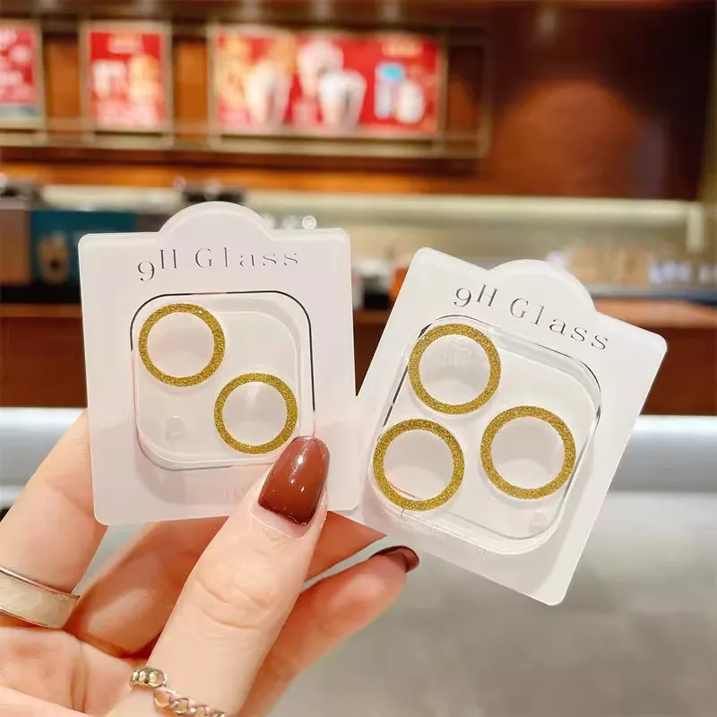 Protector de lente de cámara de vidrio templado para IPhone 16 14 15 Pro Max 12 13 Mini película de cubierta completa de diamantes de imitación brillantes - imagen 5