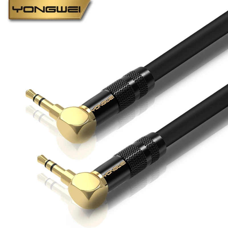 YONGWEI-cable de audio recto a curvo de 3,5mm, AUX, macho a macho, teléfono móvil, ordenador, altavoz, auriculares, cable de extensión de audio - imagen 5
