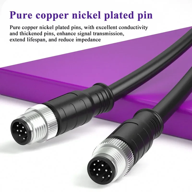 Cable de red con conector M12 resistente al agua, 4 pines, 8 pines, 12 pines, código A/D/X, línea de extensión macho a hembra, Cable de conexión Gigabit blindado - imagen 3