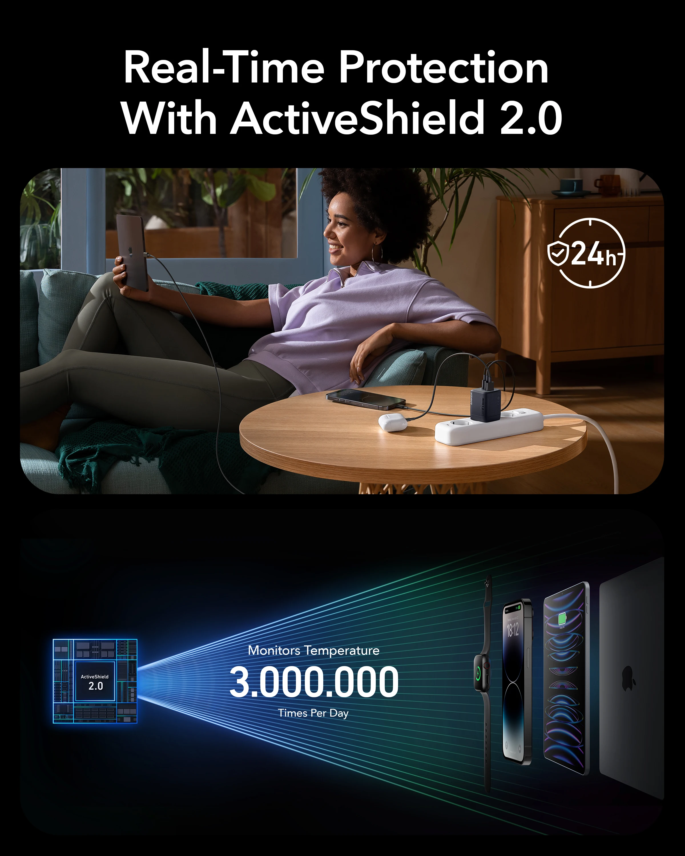 Cargador Anker Prime USB C de 67 W, cargador de pared Anker GaN, cargador PPS rápido compacto de 3 puertos, para MacBook Pro/Air, iPhone 15, iPad Pro - imagen 5