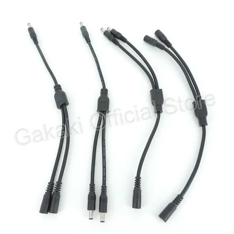 Cable divisor de alimentación de CC de 30cm, macho, hembra a 2 macho, 2 adaptadores de enchufe hembra, Cable de extensión de conector de 5,5mm x 2,1mm - imagen 4