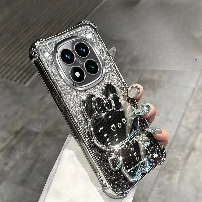 Funda Redmi Note 14 Pro con soporte de espejo, funda brillante a prueba de golpes para Xiaomi Redmi Note 14 15 Pro Plus 15 15C 14C 4G 5G - imagen 2