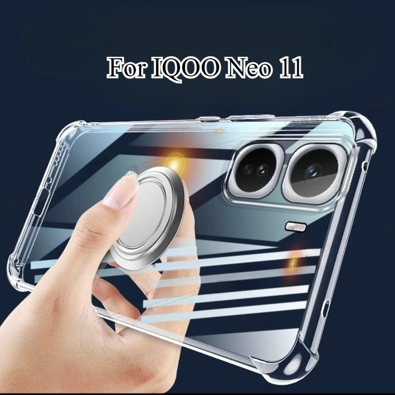 Para VIVO IQOO Neo 11 Airbag funda de teléfono de silicona a prueba de golpes para IQOO Neo11 soporte magnético cubierta trasera transparente - imagen 3