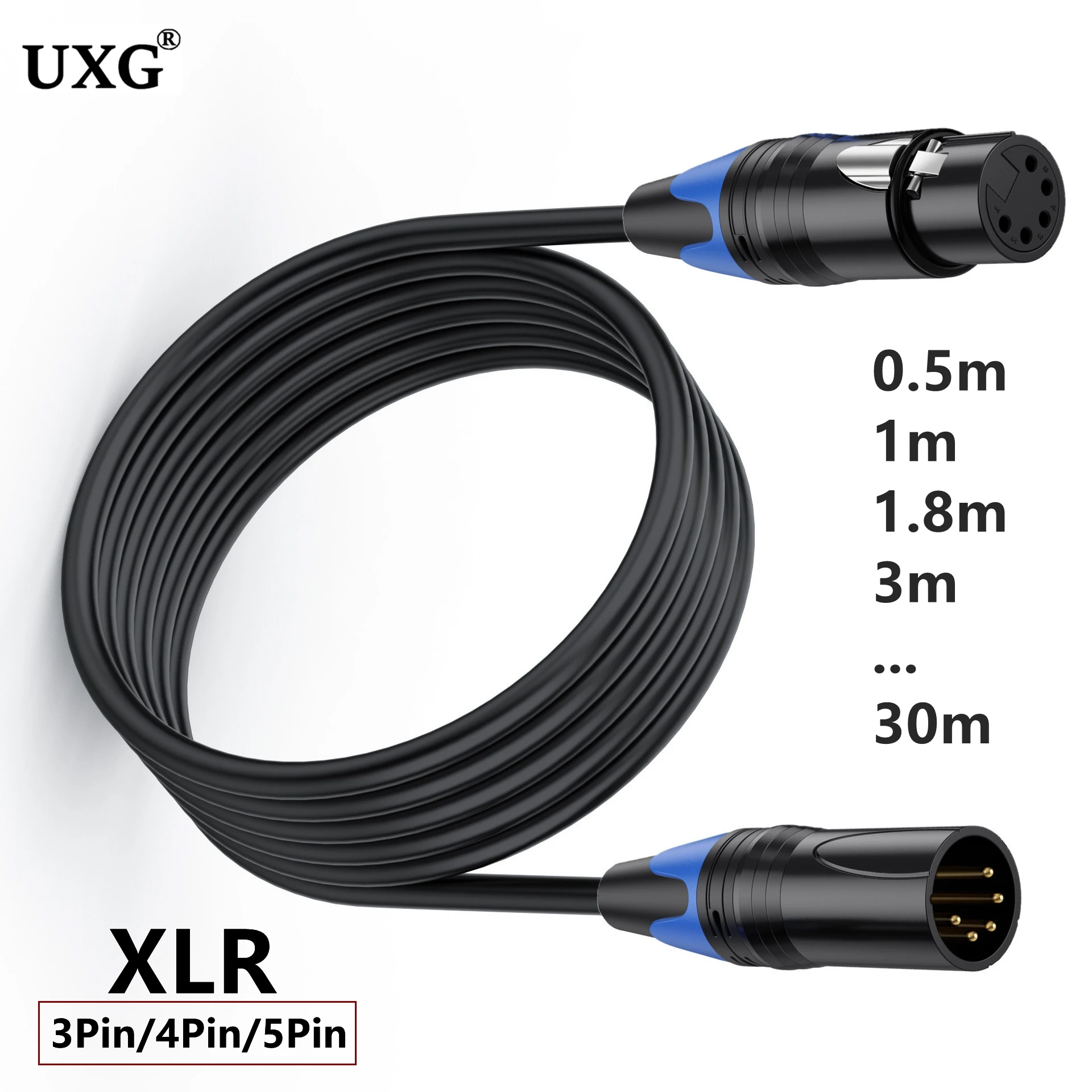 Cable de suministro XLR de 3 pines, 4 pines, 5 pines, macho a hembra, cable extensible de 1m, 2m, 5m-30m para monitoreo de cámara DSLR, consola mezcladora de audio DMX - imagen 5