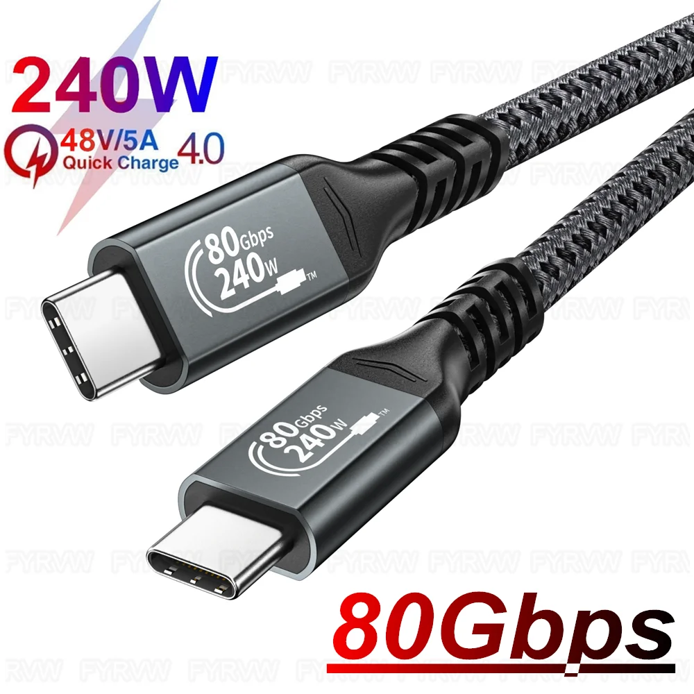 Thunderbolt 5 Cable USB5.0 80Gbps 16K 8K Cable de vídeo PD3.1 240W Cargador rápido para iPhone 17 Thunderbolt4 USB5 Egpu Dock