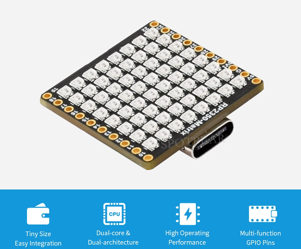 Placa de desarrollo de matriz RP2350, matriz LED RGB 8 × 8 QMI8658, Sensor de 6 ejes, chip microcontrolador RP2350A - imagen 2