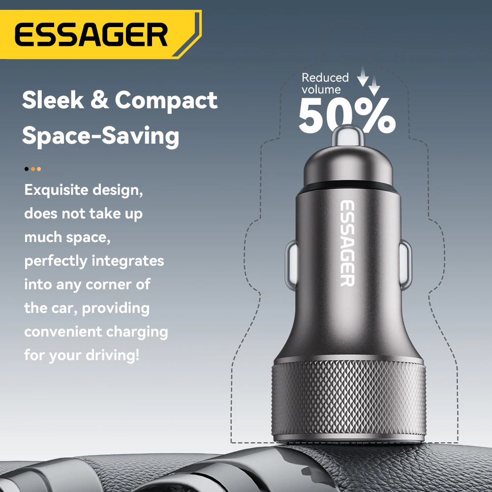 Essager USB C cargador de coche 45W 2 puertos PD3.0 QC3.0 pantalla Digital cargador de teléfono de coche para iPhone 16 15 Xiaomi Huawei Samsung OPPO - imagen 4
