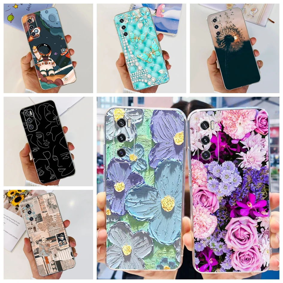 Funda de teléfono con flores para Vivo V20 SE V2022 V2023, carcasa transparente de TPU suave para Vivo V20 2021 V 20 V20SE V2025 V2024 VivoV20 parachoques