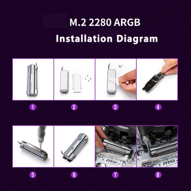 ICE Whale M.2-1 ARGB Sync ordenador M.2 2280 SSD radiador de aluminio M.2 Nvme disipador de calor unidad de estado sólido disipador de calor enfriador - imagen 3
