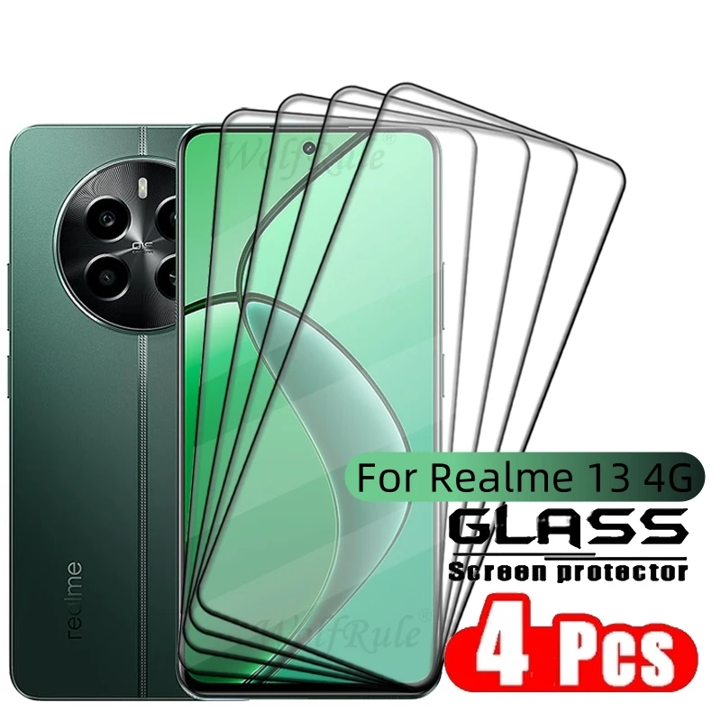 Protector de pantalla de vidrio templado para OPPO piezas 13, 4 Realme, 4G, pegamento, Realme - imagen 2