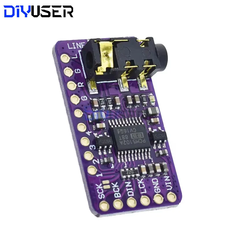 Interfaz DIYUSER I2S PCM5102A decodificador DAC GY-PCM5102 reproductor I2S para Raspberry Pi placa de formato pHAT placa de Audio Digital PCM5102 - imagen 3