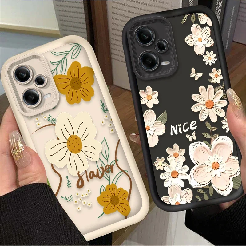 Hermosa funda de silicona con flores de dibujos animados para Xiaomi Redmi Note 13 12 11 Pro Plus 4G 5G 12S 11S 10S 10 9 9S Redmi 14C 13C 12C A3 12