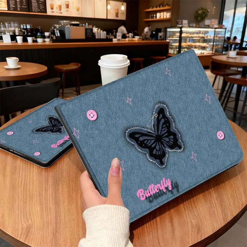 Textura de mariposa vaquera para Samsung Galaxy Tab A A7 A8 A9 A11 S6 S11 10,1 10,4 10,5 pulgadas Lite Plus funda para tableta