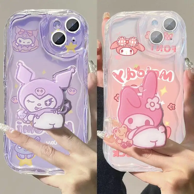 Kuromi Melody Grip Tok Holder Case para VIVO V40 V30 V30E V29E V27E V25E V23E V21E V27 V25 V23 V20 Y15S Y15A Y01 Y16 S1 V15 Pro