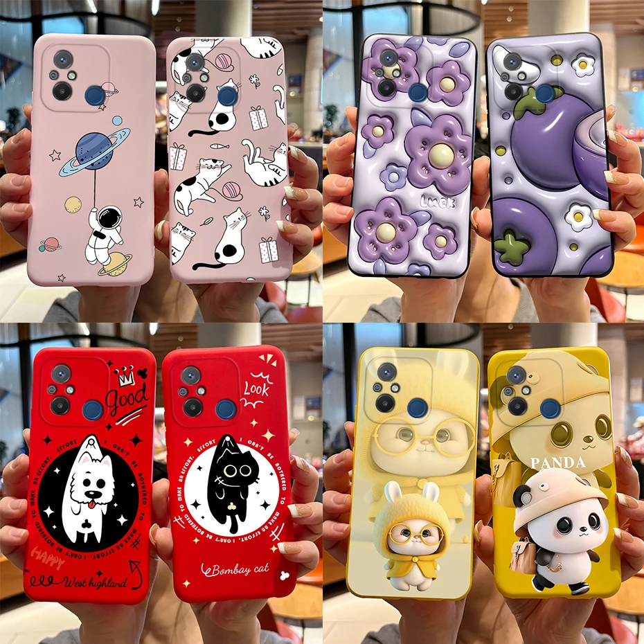 Funda de silicona suave para Xiaomi Redmi 12C, carcasa bonita de conejo y Panda pintada, TPU, parachoques