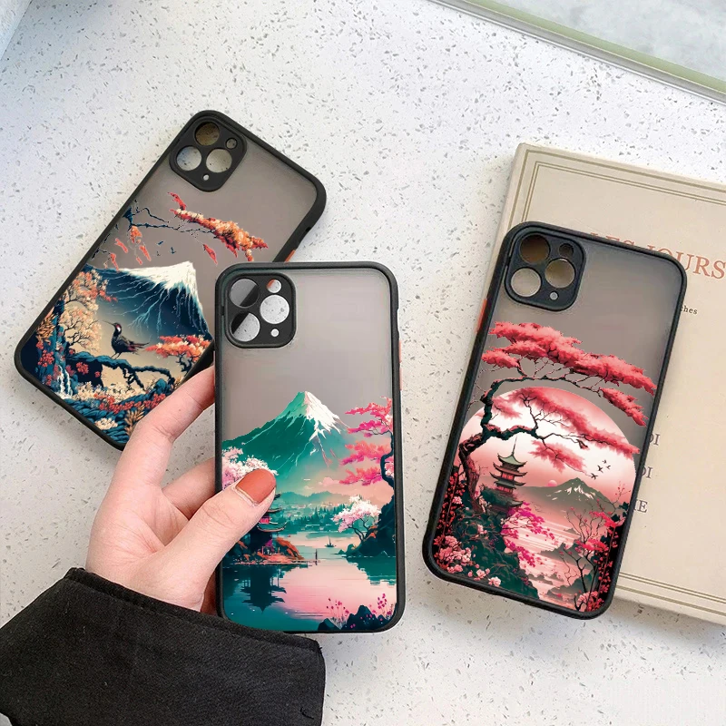 Funda de teléfono con paisaje estético japonés para Samsung Galaxy S25 S24 S23 S22 Ultra Plus 5G FE A16 13 53 14 34 54 32 15 35 55