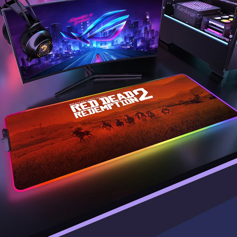 Alfombrilla De ratón RGB para Gamer, Red Dead Redemption, ratón De ordenador, Gaming, Tapis De Souris, Pc, teclado, retroiluminación, accesorios De alfombra - imagen 5