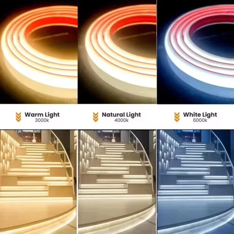 Tira de luces LED COB Flexible, 320LED/M CRI90 IP68, tubo de silicona COB, DC24V, forro de alta densidad, lámpara - imagen 2