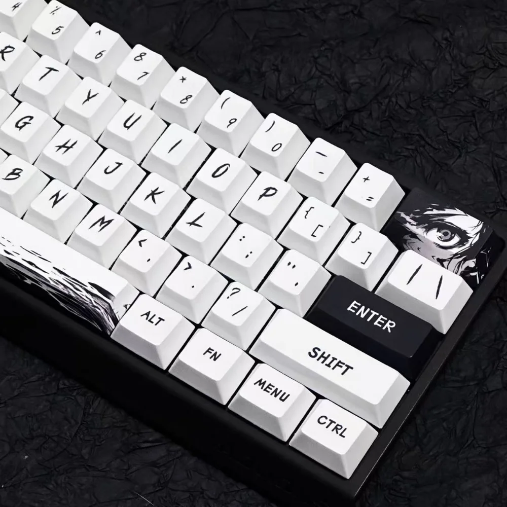 133 teclas de personalidad samurái Keycap PBT Cherry Keycap esquema de colores blanco y negro para teclado mecánico 60/84/98/108 - imagen 4