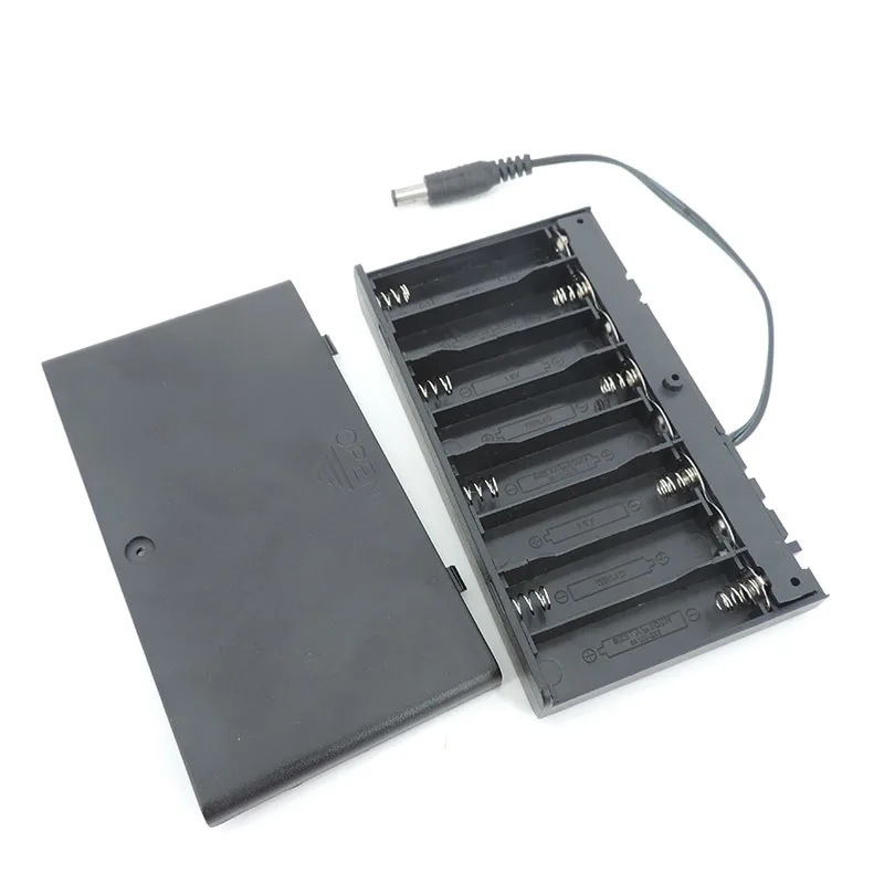 Caja de soporte para batería AA de 10x12V, 8 puertos, con interruptor de encendido/apagado, soporte AA de 1,5 V, cable de 2 pines CC, cable conector de 5,5x2,1mm - imagen 5