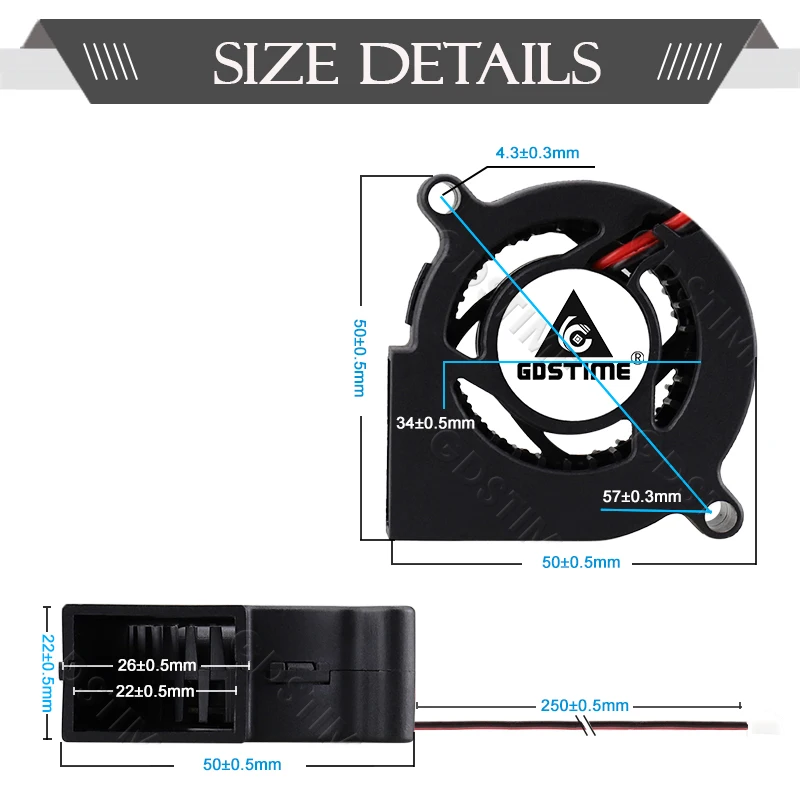 Gdstime 50mm x 20mm turbina Turbo Micro ventilador 5V 12V 24V 5020 refrigeración para DIY impresora 3D humidificador atomizador de asiento de coche - imagen 5