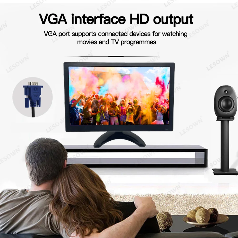 LESOWN-pantalla táctil LCD portátil de 11,6 pulgadas, Monitor ancho pequeño con HDMI, VGA, para vigilancia de oficina en casa y PC, 1366x768 - imagen 2