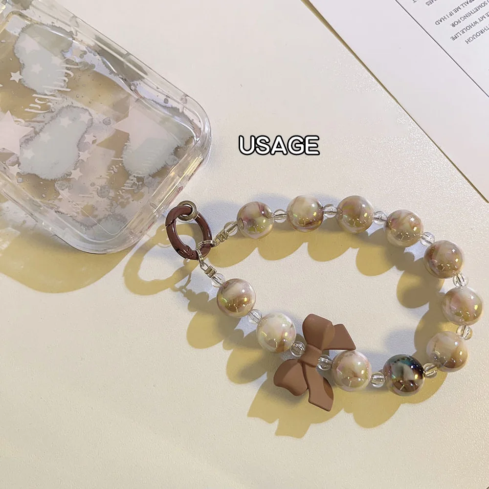 Cordón para teléfono móvil con lazo de piedra de mármol, cuentas hechas a mano, correa para la muñeca, llavero con dijes para teléfono, accesorios antipérdida para teléfono móvil - imagen 3