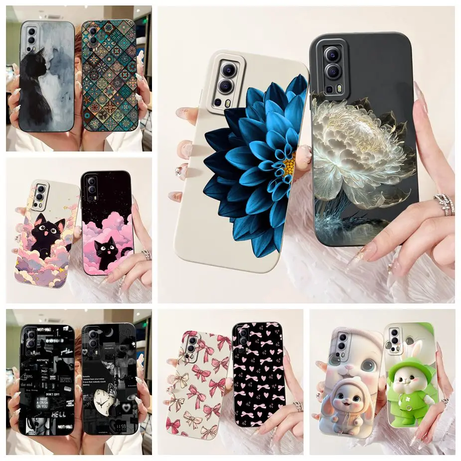 Para Vivo Y52 5G funda V2053 elegante flores caramelo pintado funda de teléfono para Vivo Y72 5G Y 52 VivoY52 VivoY72 V2041 Fundas suaves