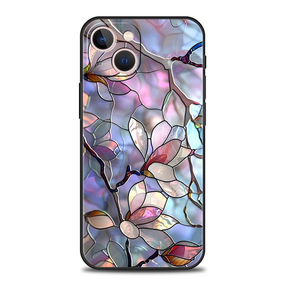 Funda de teléfono suave de TPU de lujo para iPhone 17 Air 16E 16 11 15 14 Pro MAX 12 13 7 8 Plus X XR XS SE 2022 cubierta flor mármol geometría - imagen 3