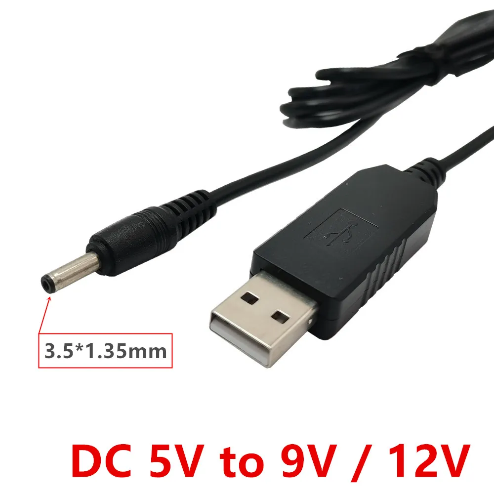 Cable adaptador de refuerzo USB de 5V a 12V/9V CC, 3,5x1,35mm, para enrutador WiFi, disipador de calor ligero, mini altavoz con componente Boost