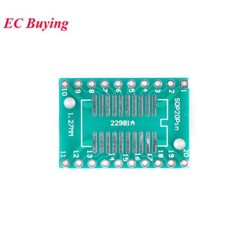 10 uds/2 uds SOP20/SSOP20/TSSOP20 SMD a DIP SOP SSOP TSSOP 20 giro DIP20 adaptador placa convertidora placa PCB Pinboard 0,65/1,27 MM - imagen 4