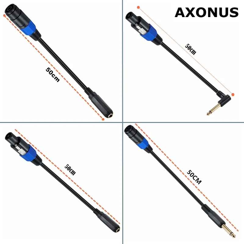 Cable de altavoz Speakon macho hembra a 6,35 mm TS Mono codo de 90 grados OD8.0 mm cobre puro 0,6 m2