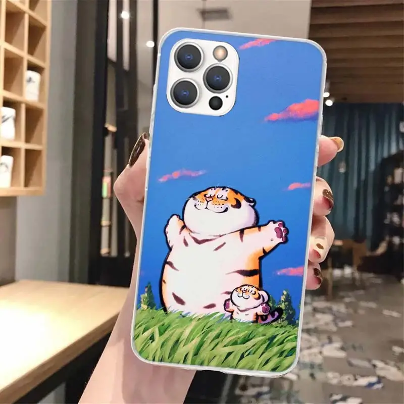 Funda de teléfono de silicona con tigre gordo de dibujos animados para iPhone 17 16E 15 Pro Max 14 Plus 11 13 Mini 12 7 8 SE Air 17Pro, carcasa 17 16 - imagen 4