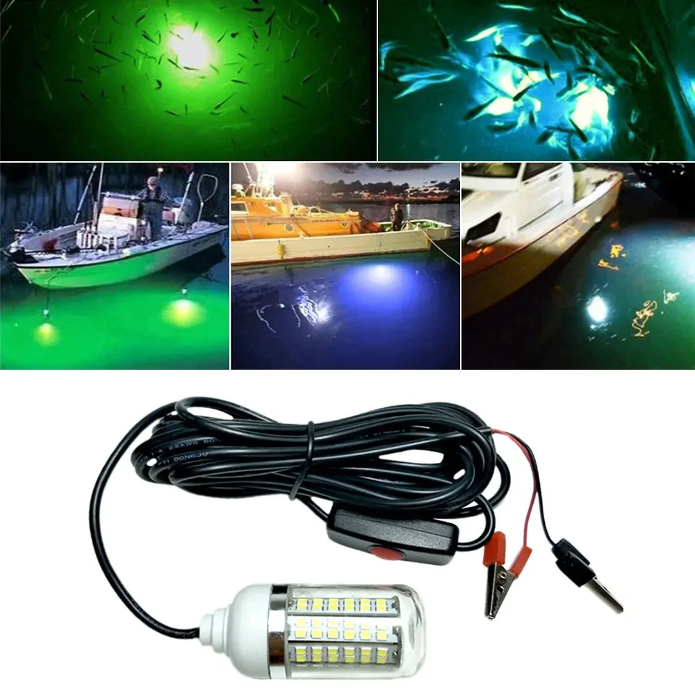 Luz LED de pesca de 12V, 100W, Ip68, señuelo, lámpara buscador de peces, 108 leds, 2835SMD, atrae gambas, calamar, Krill, 4 colores, luces subacuáticas - imagen 3