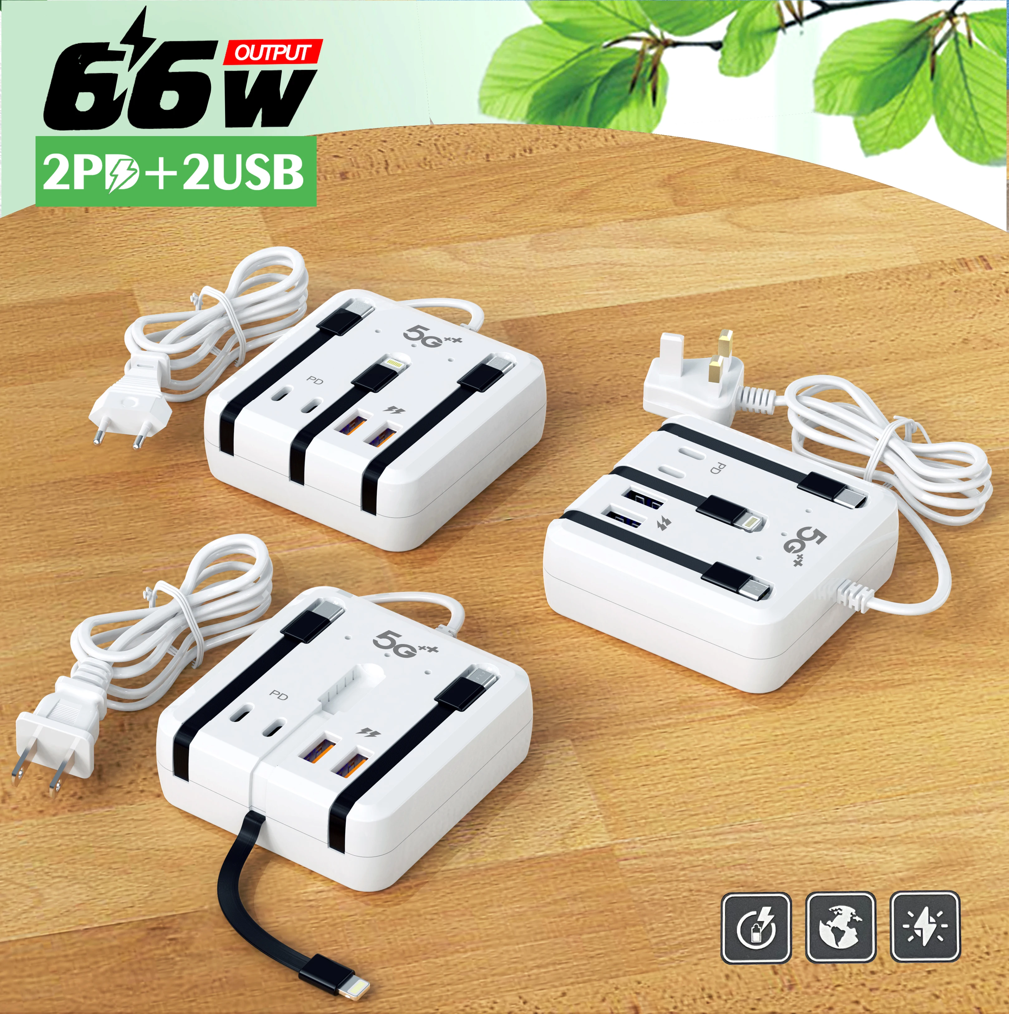 Cargador USB tipo C de 120W, dispositivo de carga rápida, 4 puertos, multifunción, para escritorio, para iPhone, Xiaomi, Samsung y Huawei - imagen 3