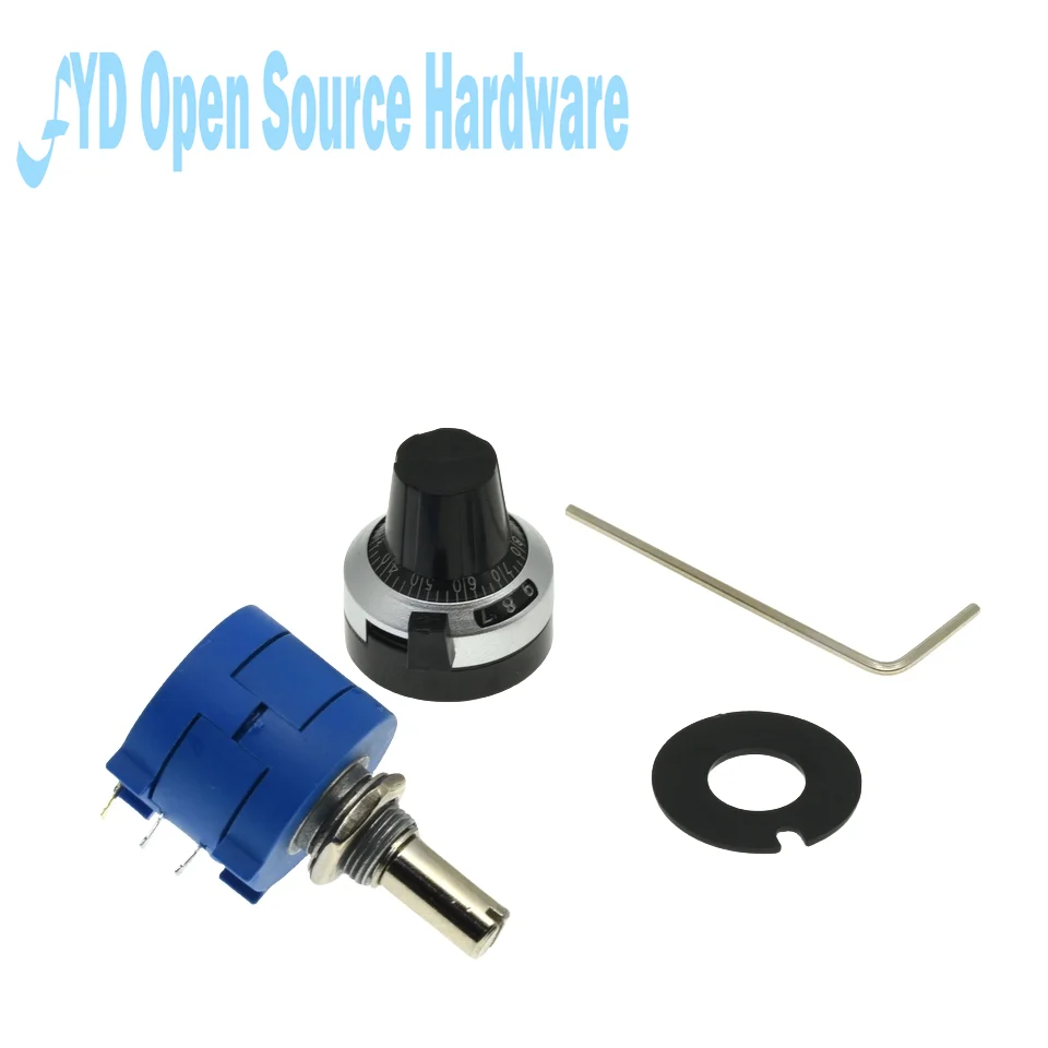 Potenciómetro multivuelta de precisión serie 3590S-2 3590S, resistencia ajustable de 10 anillos + 1 Uds., esfera de conteo de vueltas, perilla giratoria de 6,35mm