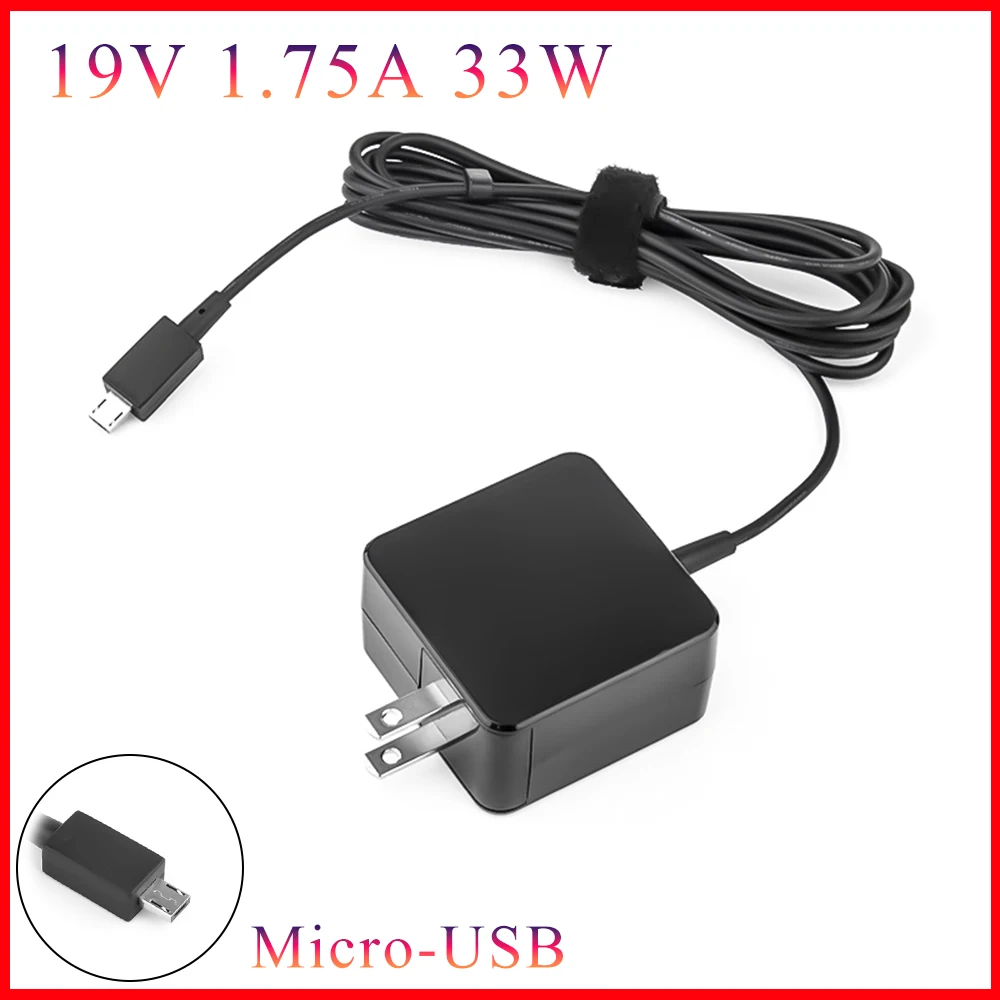 Micro-USB 19V 1.75A 33W fuente de alimentación adaptador de ordenador portátil para ASUS Eeebook X205 X205T X205TA E202SA E205SA E20 EXA1206UH