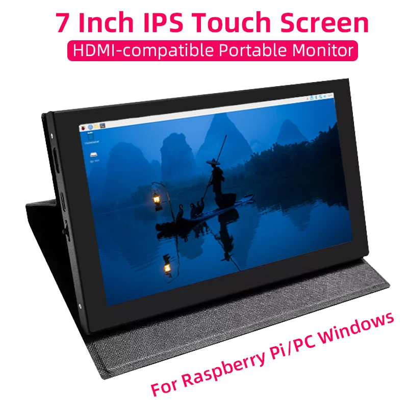 Pantalla táctil LCD IPS de 7 pulgadas compatible con HDMI para Raspberry Pi 5 4 Orange Pi Windows PC con funda protectora Monitor portátil - imagen 2