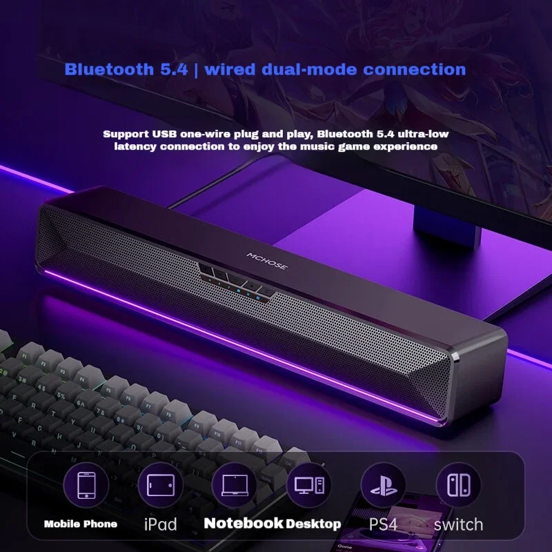 MCHOSE G20 PRO barra de sonido Bluetooth de modo Dual 5,4 altavoz para juegos sonido envolvente 7,1 con micrófono altavoz de música personalizado regalos - imagen 3