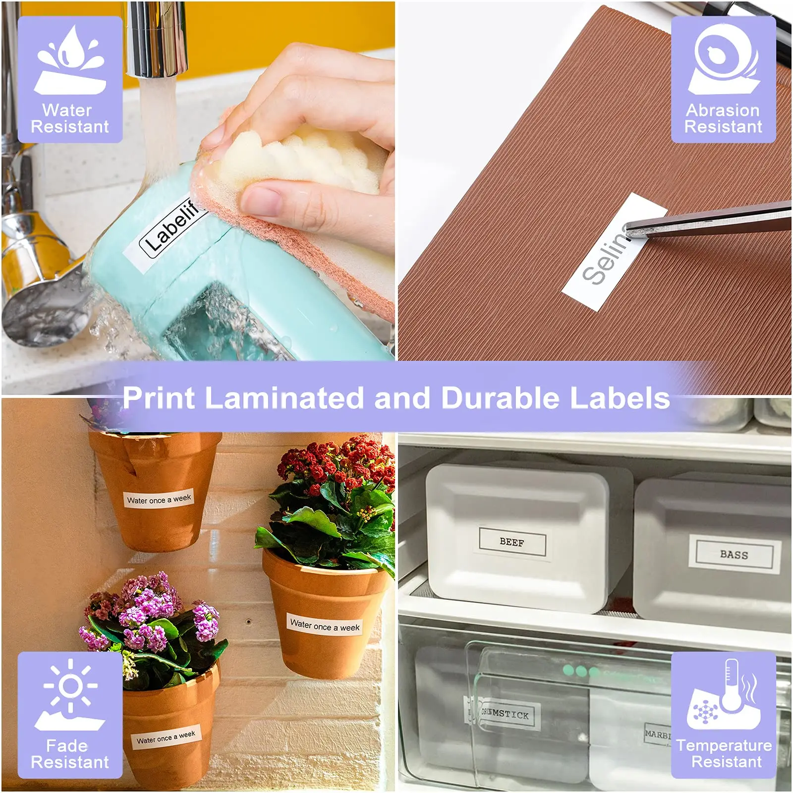 Cinta de etiquetas Tze impermeable para impresora Brother P touch y D210S, paquete de 5, 6/9/12mm, Tze-231, Compatible - imagen 2