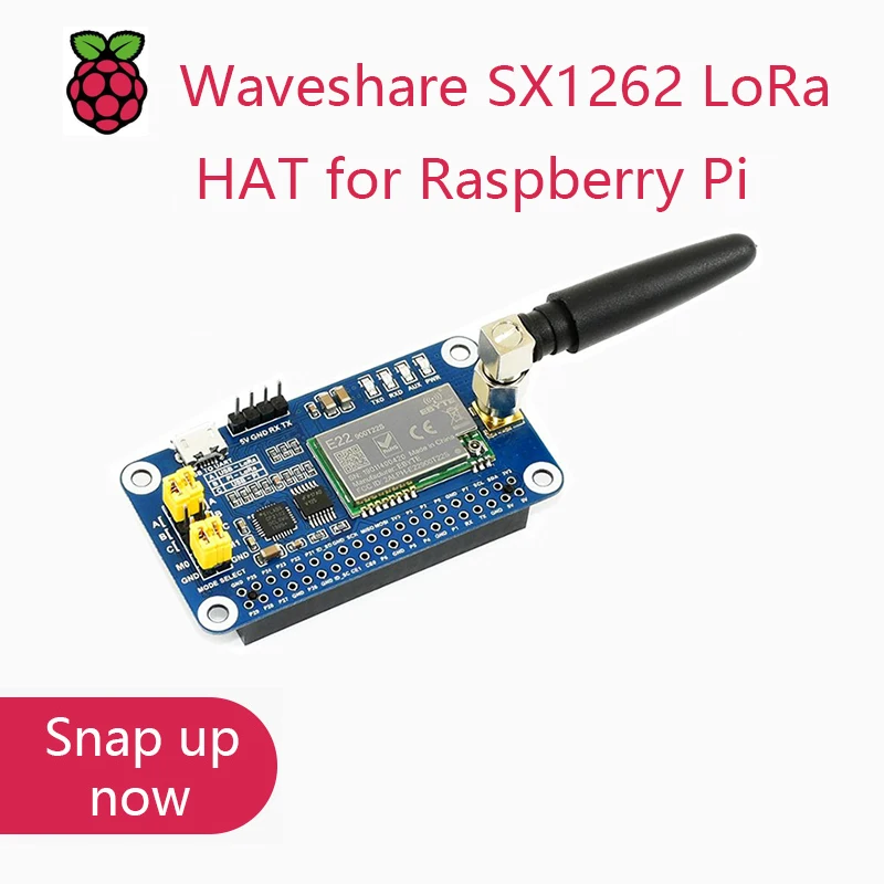 Waveshare SX1262 LoRa HAT para Raspberry Pi, modulación de espectro extendido, banda de frecuencia de 868 MHz
