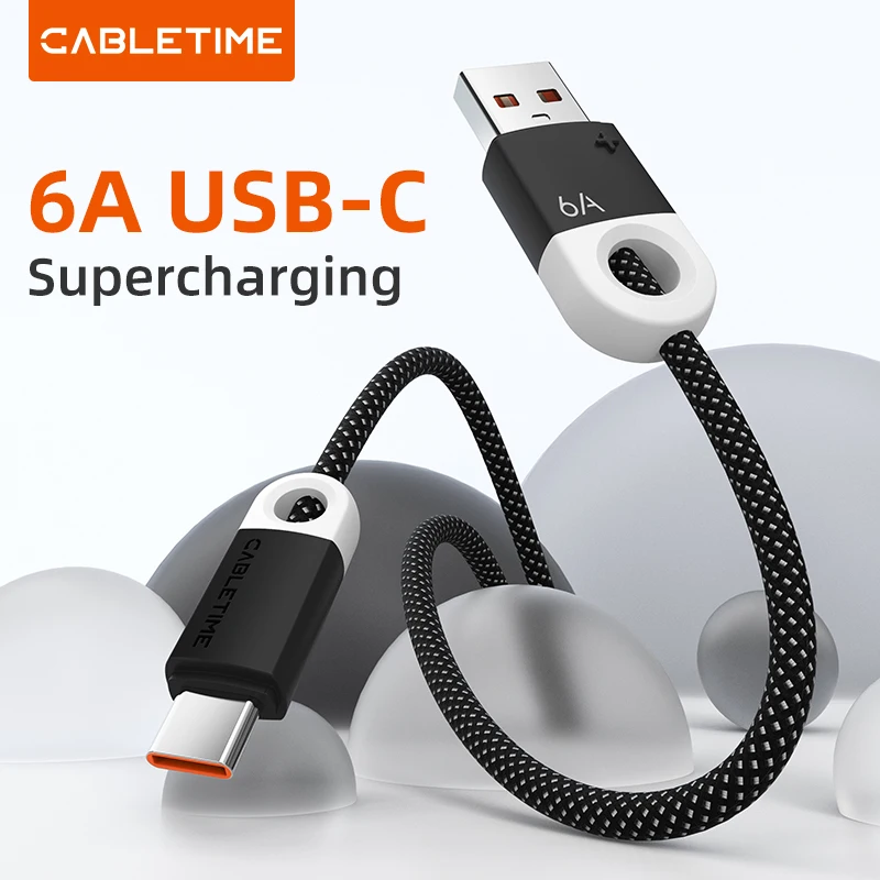 Cable CABLETIME USB C 6A carga ultra rápida tipo c 100W Cable de teléfono 6A USB A a tipo c para Huawei Xiaomi Samsung cable de datos - imagen 2