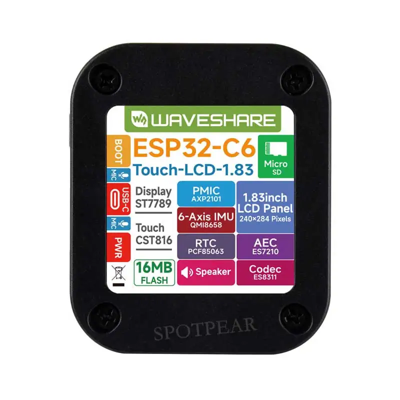 Placa de desarrollo DeepSeek AI Voice Chat ESP32 C6, pantalla táctil de 1,83 pulgadas, 240x284 para Xiaozhi - imagen 4