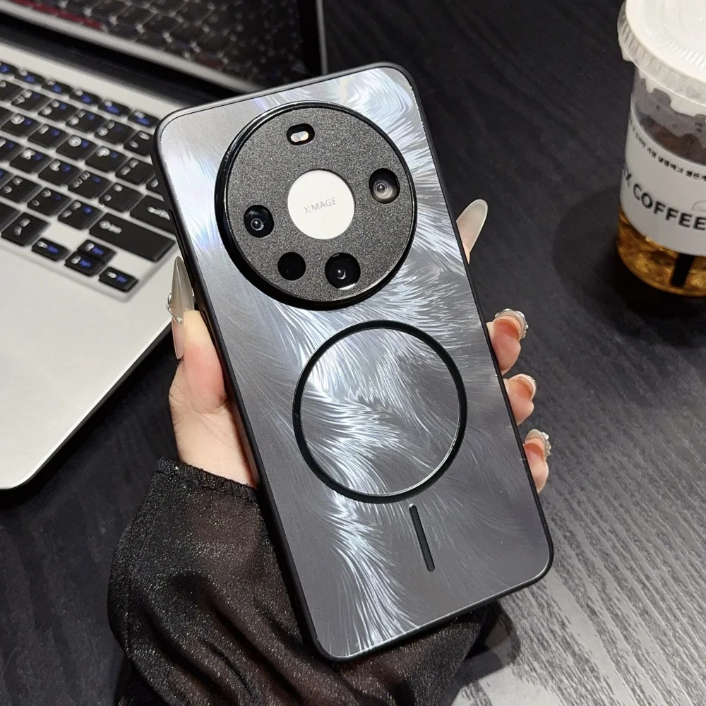 Funda magnética de lujo con plumas de Aurora para Huawei Pura 80 70 P80 P70 Pro Ultra Mate 70 60 para cubierta de armadura láser estética Magsafe