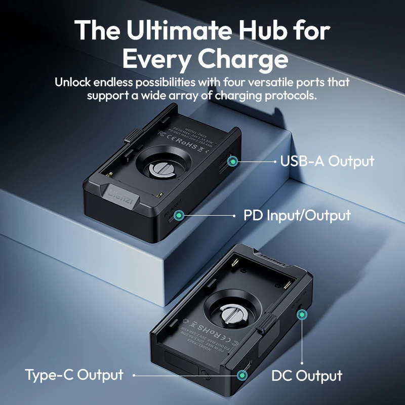 Placa adaptadora de batería Ulanzi PA03 NP-F para baterías Sony NP-F550,F570,F750,F770,F960, monitoreo de energía en tiempo Real, protección completa - imagen 4