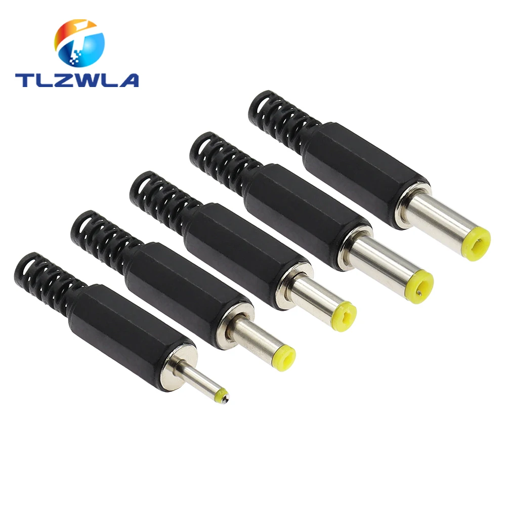 10 Uds. Conector adaptador de corriente CC 5,5*2,1mm conector de clavija CC línea de soldadura enchufe macho 5,5x2,5 4,8 1,7 1,35 0,7 MM