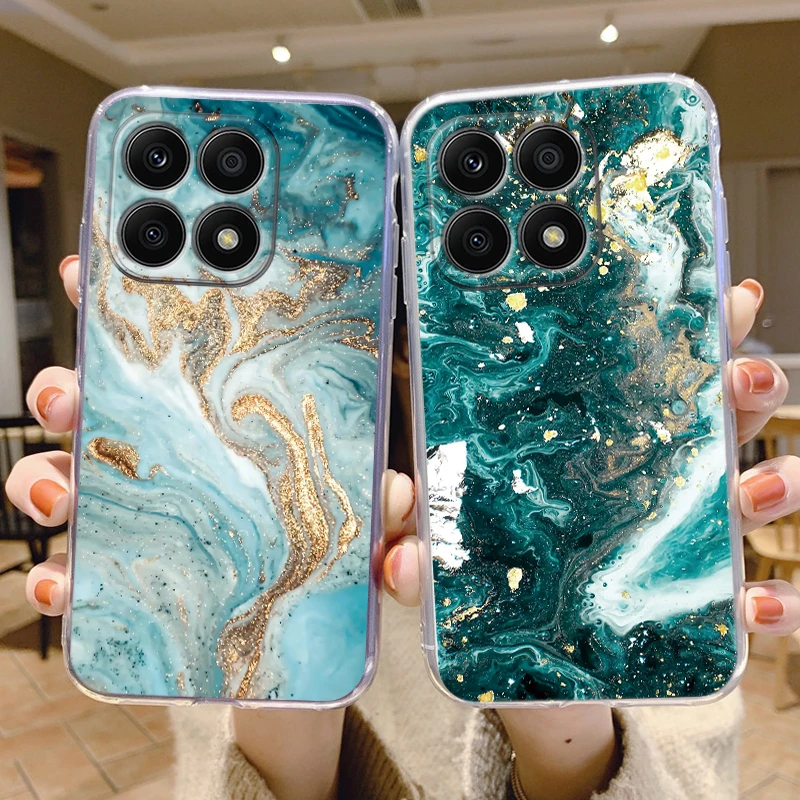 Para Honor X8b X8a X8c X8 70 Lite 90 funda inteligente para teléfono gradiente océano mármol claro Coque suave moda Fundas Shell parachoques - imagen 2