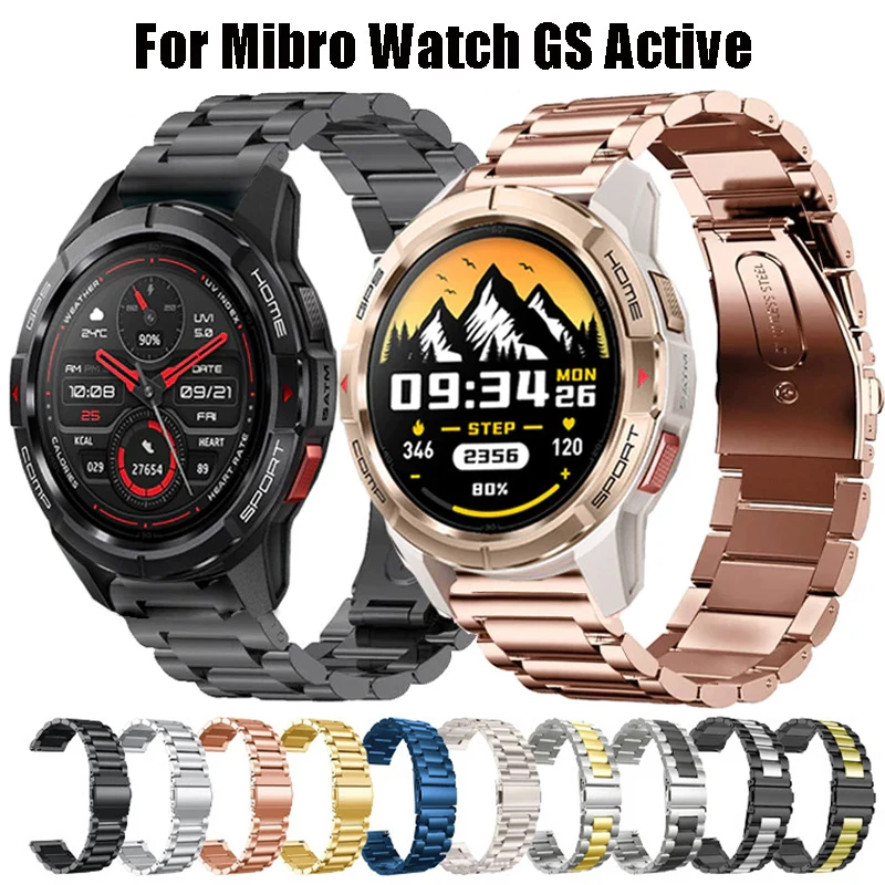 Correa de acero inoxidable para reloj inteligente Mibro GS, correa de Metal activa para pulsera Mibro GS Pro, accesorios de correa de reloj de 22mm