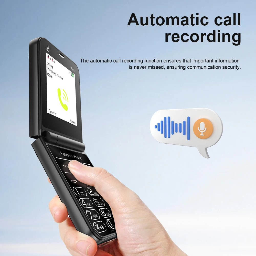 2025 SERVO Flilo9 Flip teléfono móvil 3G WCDMA pantalla de 2,6 pulgadas Dual SIM antorcha MP4 velocidad Dial lista negra Telefonos Celular Fold Phone - imagen 3