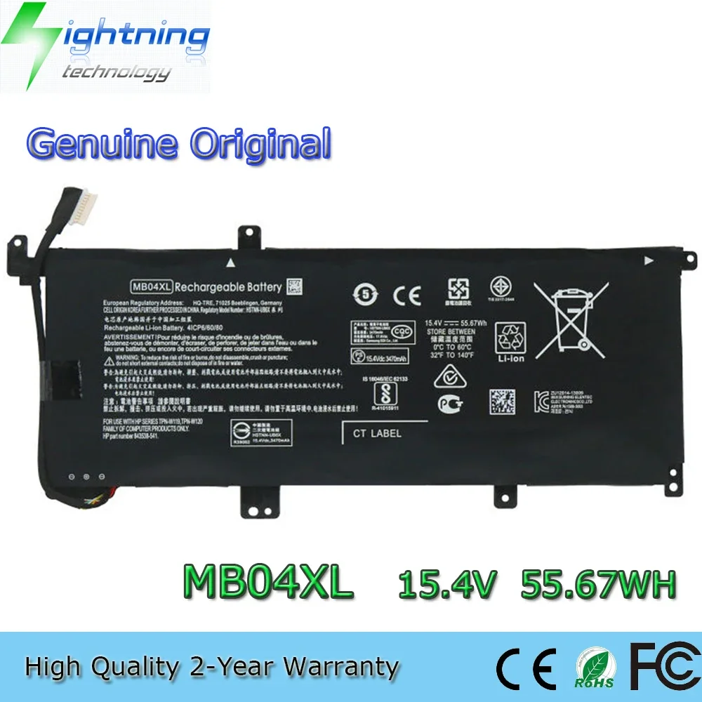 Nueva batería Original y genuina para ordenador portátil MB04XL 15,4 V 55,67Wh para HP Envy X360 Convertible M6-AQ000 M6-AQ105DX M6-AQ003, etc.